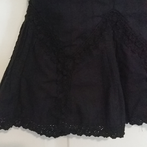 Black Organic Cotton Skirt with Crochet Lace Trim - Picture 4 of 6